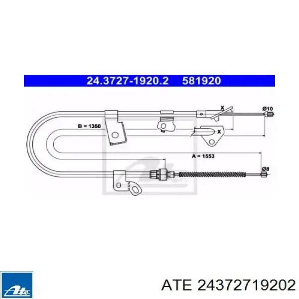 Задний правый трос ручника 24372719202 ATE
