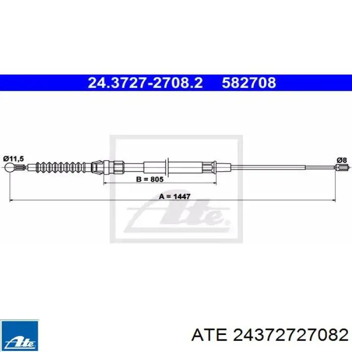 Задний трос ручника 24372727082 ATE