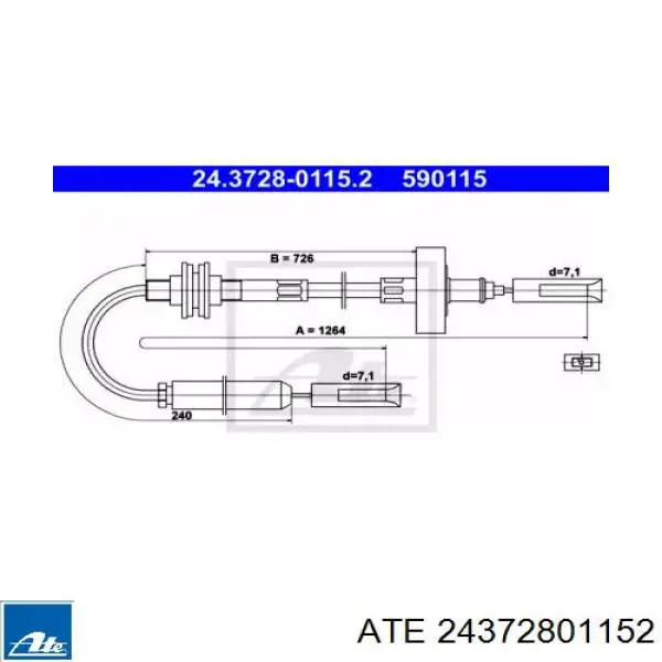 Трос сцепления 24372801152 ATE