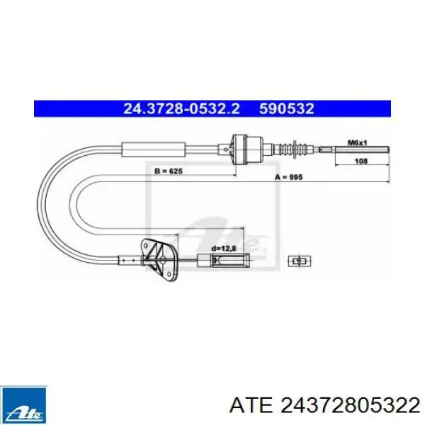 Трос сцепления 24372805322 ATE