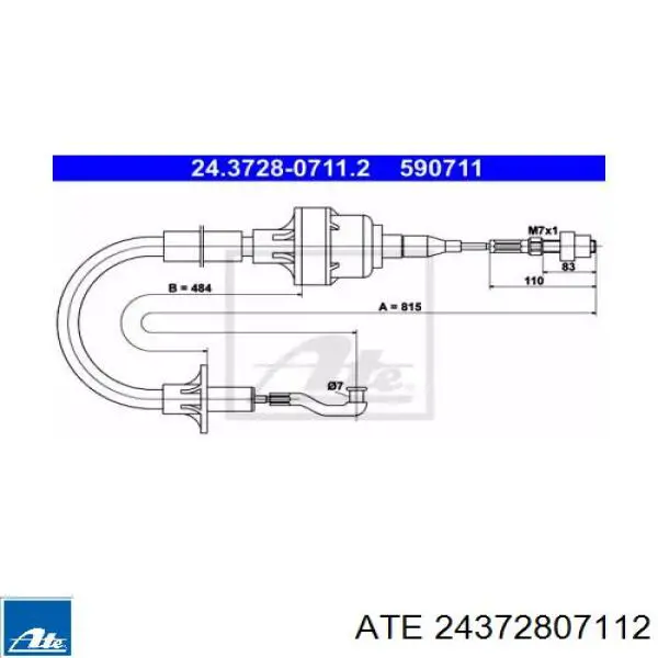 Трос сцепления 24372807112 ATE