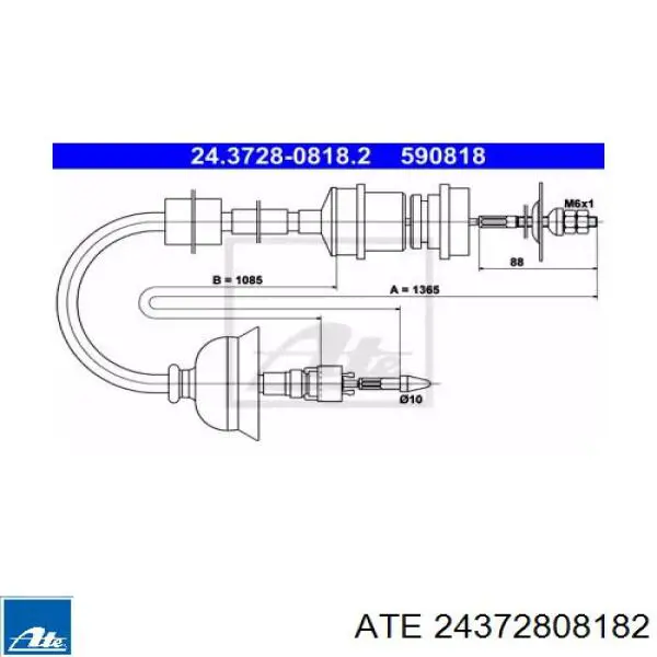Трос сцепления 24372808182 ATE