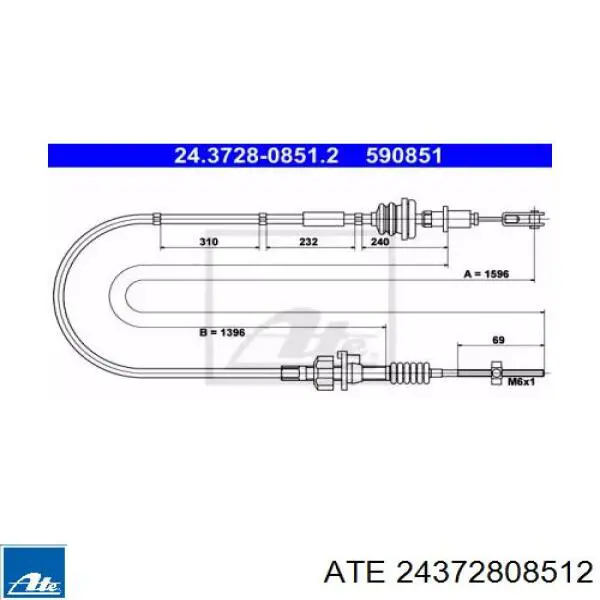 Трос сцепления 24372808512 ATE