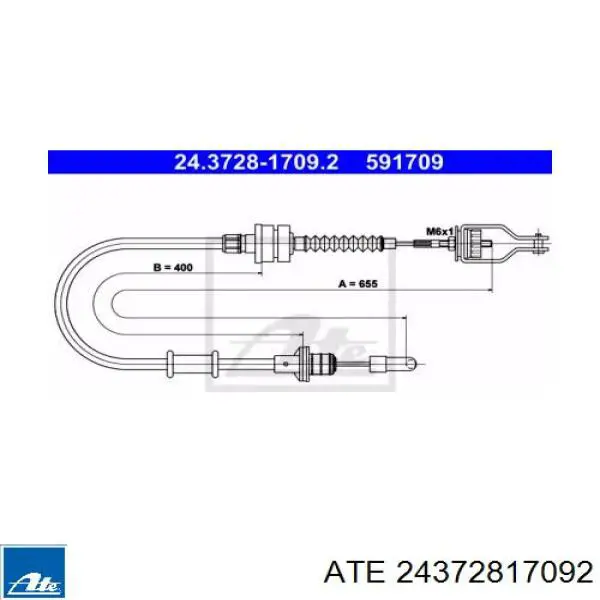 Трос сцепления 24372817092 ATE