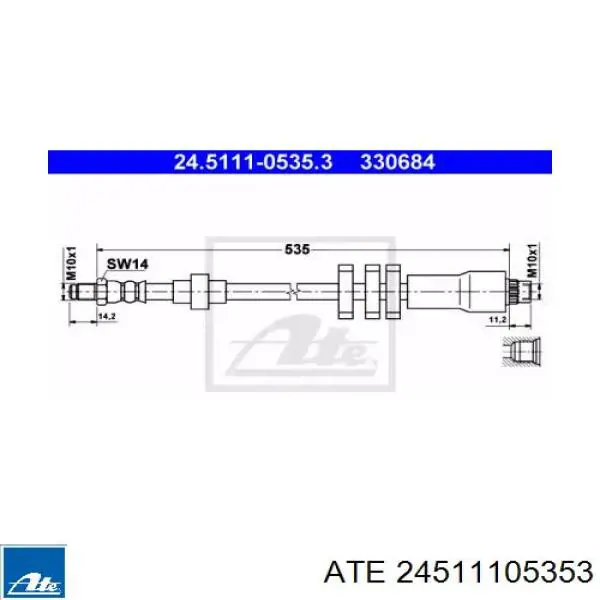 Шланг тормозной передний 24511105353 ATE