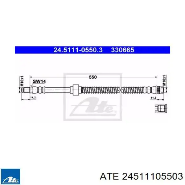 Шланг тормозной передний 24511105503 ATE