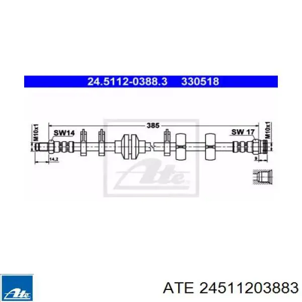 Шланг тормозной передний 24511203883 ATE