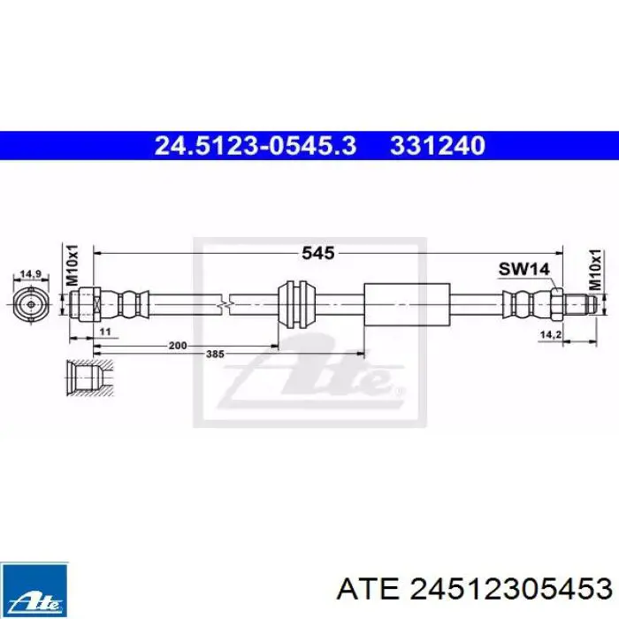Шланг тормозной передний 24512305453 ATE