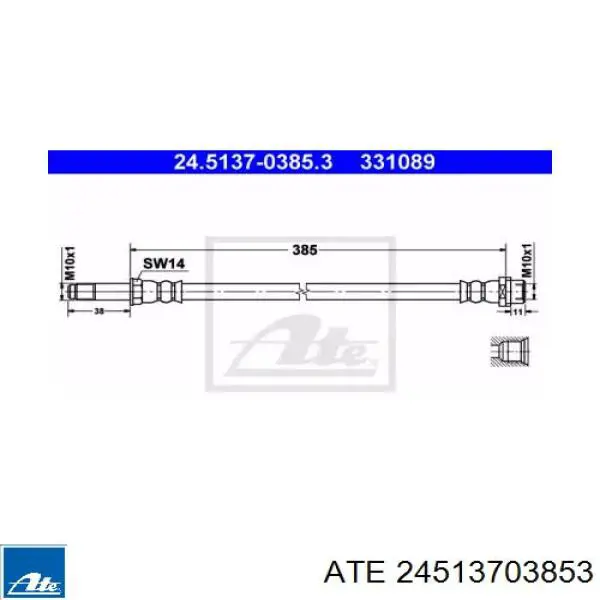 Шланг тормозной передний 24513703853 ATE