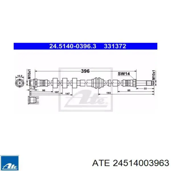 Задний тормозной шланг 24514003963 ATE