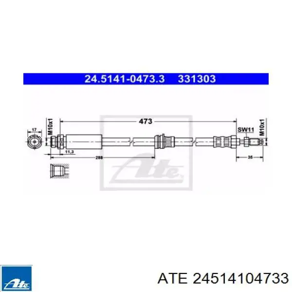 Compre 24514104733 ATE Mangueira do freio dianteira