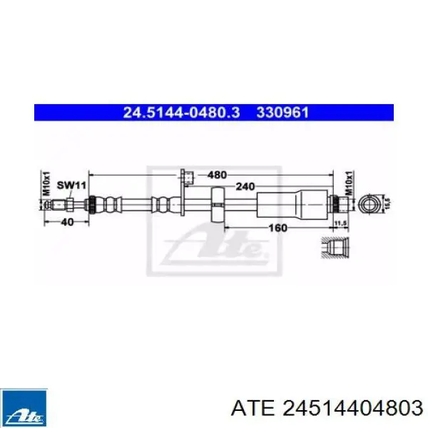 Шланг тормозной передний 24514404803 ATE