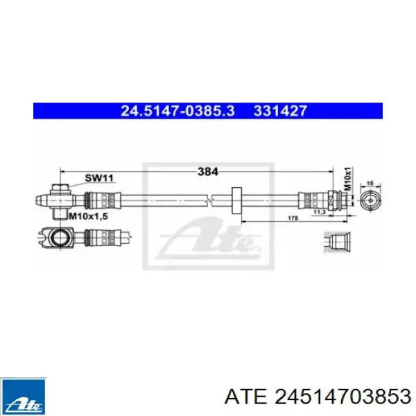 Задний тормозной шланг 24514703853 ATE