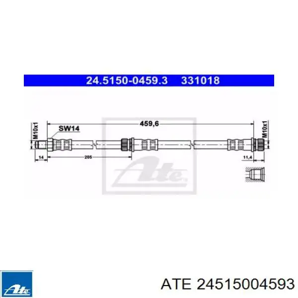 Задний тормозной шланг 24515004593 ATE