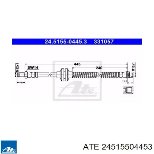 Шланг тормозной передний 24515504453 ATE