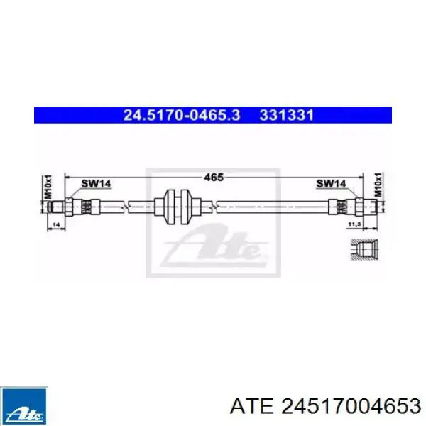 Шланг тормозной передний 24517004653 ATE
