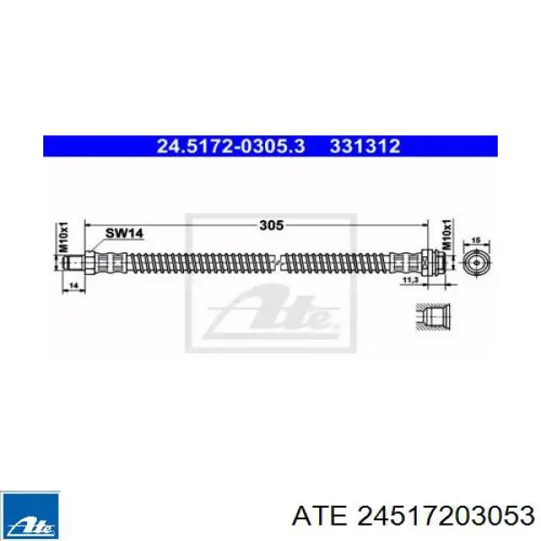 24517203053 ATE шланг тормозной задний