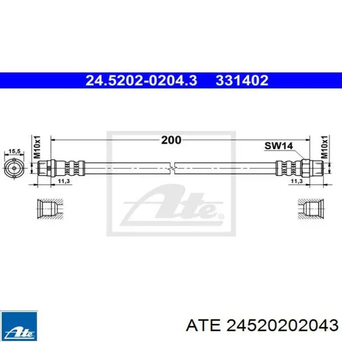 Тормозной шланг задний ATE 24520202043 цена, от 5.53 USD