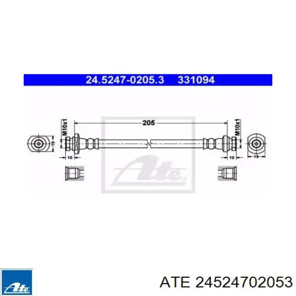 Задний тормозной шланг 24524702053 ATE