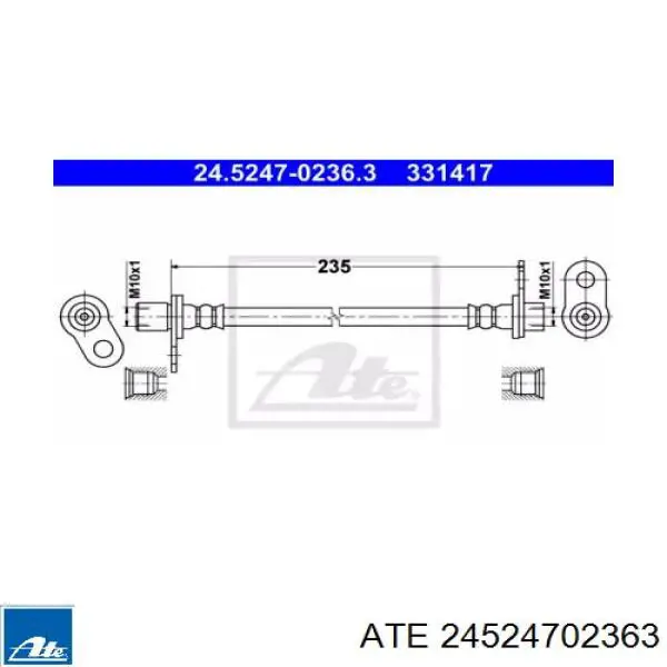 MN116236 Mitsubishi Шланг тормозной задний правый