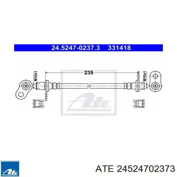 Шланг тормозной задний левый 24524702373 ATE