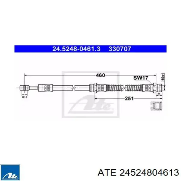 Шланг тормозной передний 24524804613 ATE