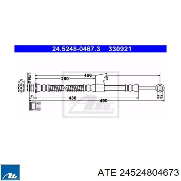 Шланг тормозной передний правый 24524804673 ATE