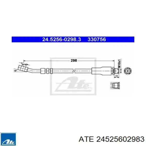 Шланг тормозной передний 24525602983 ATE