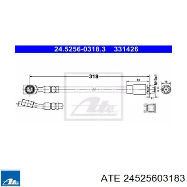 Шланг тормозной передний 24525603183 ATE