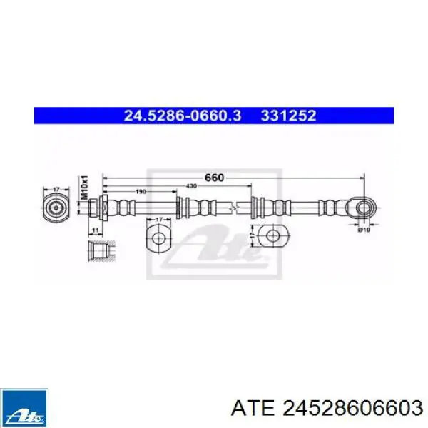 Шланг тормозной передний 24528606603 ATE