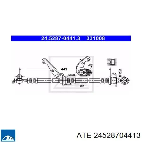 Шланг тормозной передний 24528704413 ATE