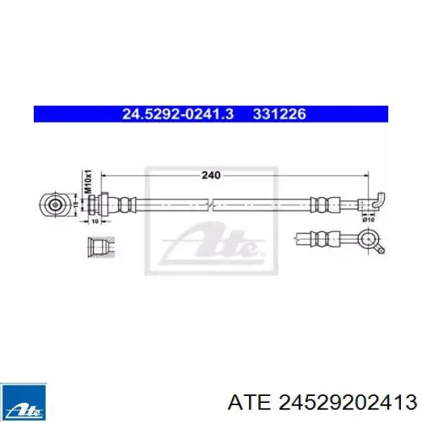 Шланг тормозной задний правый 24529202413 ATE