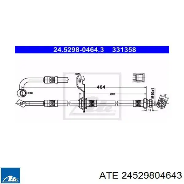 Шланг тормозной задний левый 24529804643 ATE