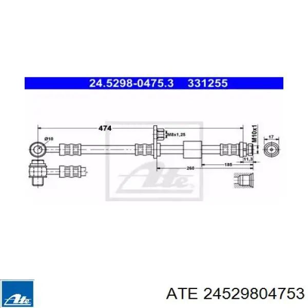 Шланг тормозной передний 24529804753 ATE