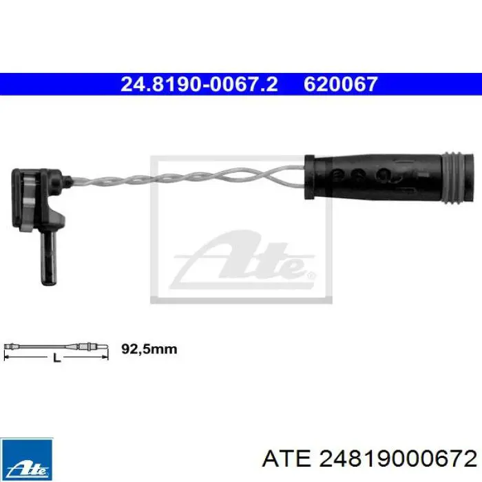 Contacto de aviso, desgaste de los frenos 24819000672 ATE