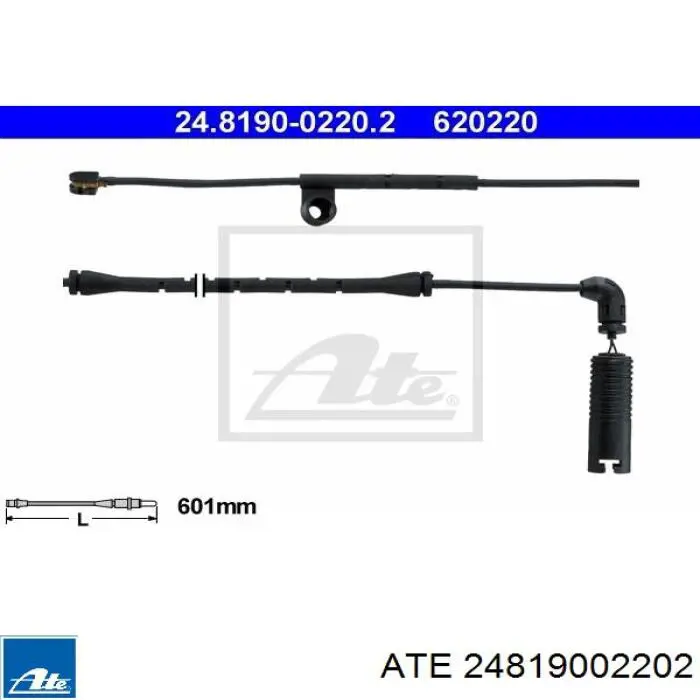 Contacto de aviso, desgaste de los frenos 24819002202 ATE