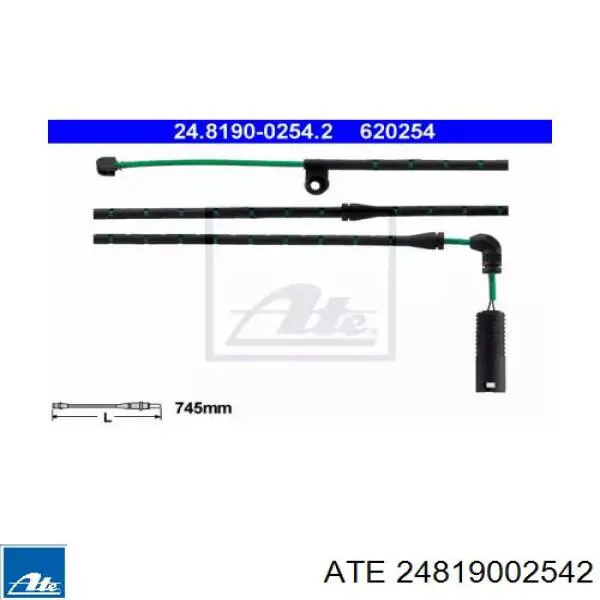 Датчик износа тормозных колодок передний 24819002542 ATE