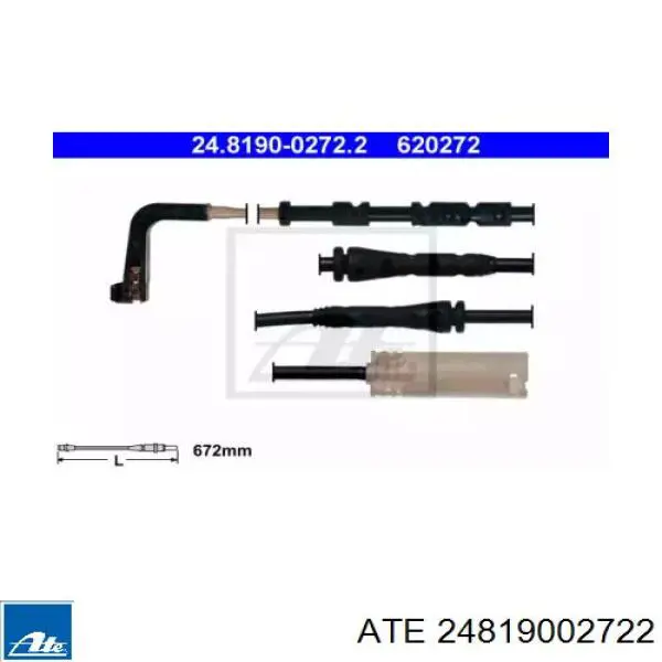 Датчик износа тормозных колодок передний правый 24819002722 ATE