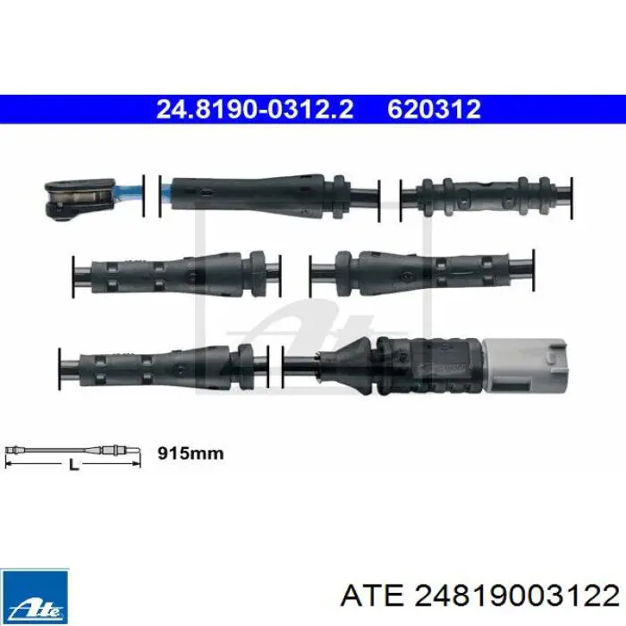 Contacto de aviso, desgaste de los frenos, trasero 24819003122 ATE