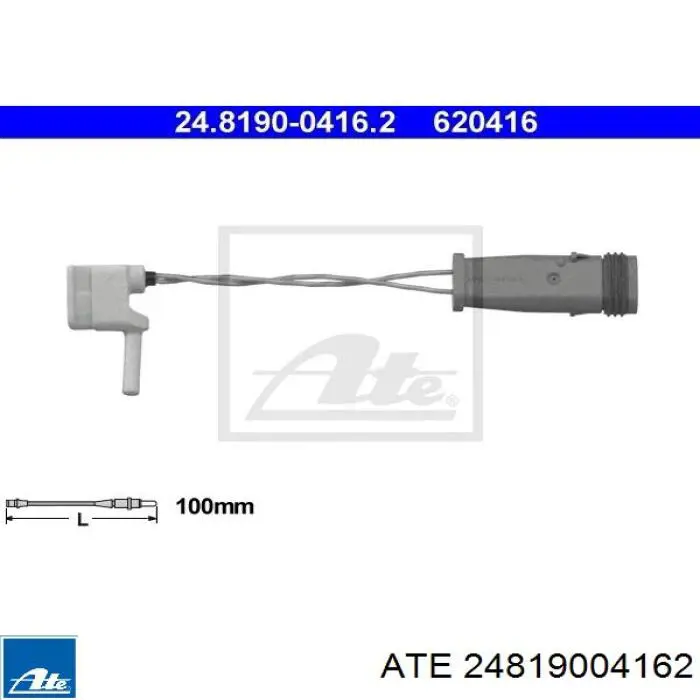 Contacto de aviso, desgaste de los frenos, delantero izquierdo 24819004162 ATE