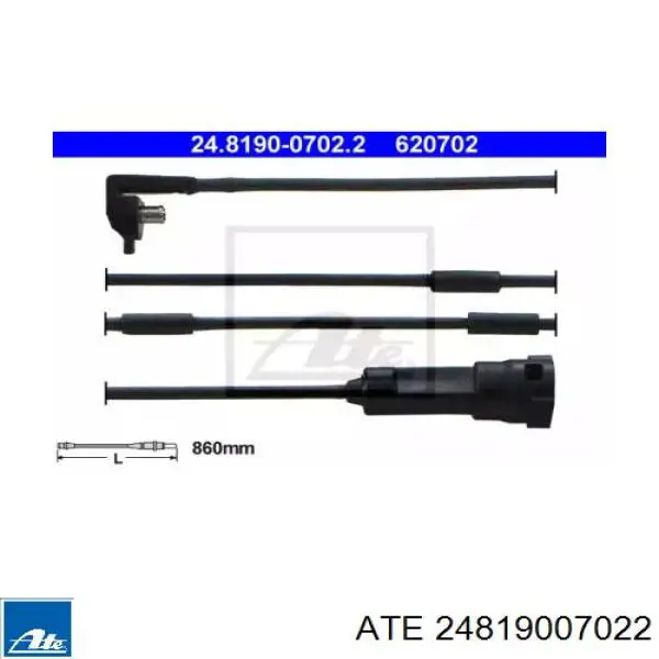 Датчик износа тормозных колодок передний 24819007022 ATE