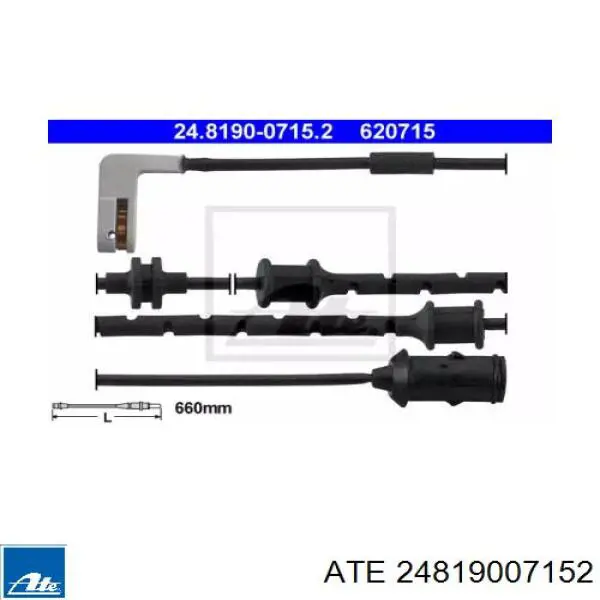 Датчик износа тормозных колодок передний 24819007152 ATE