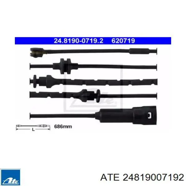 Датчик износа тормозных колодок передний левый 24819007192 ATE