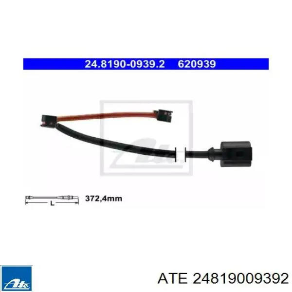 24.8190-0939.2 ATE sensor dianteiro de desgaste das sapatas do freio