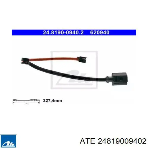 24819009402 ATE sensor traseiro de desgaste das sapatas do freio