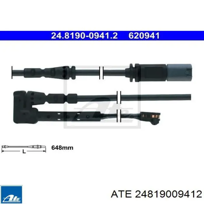 Датчик износа тормозных колодок передний 24819009412 ATE
