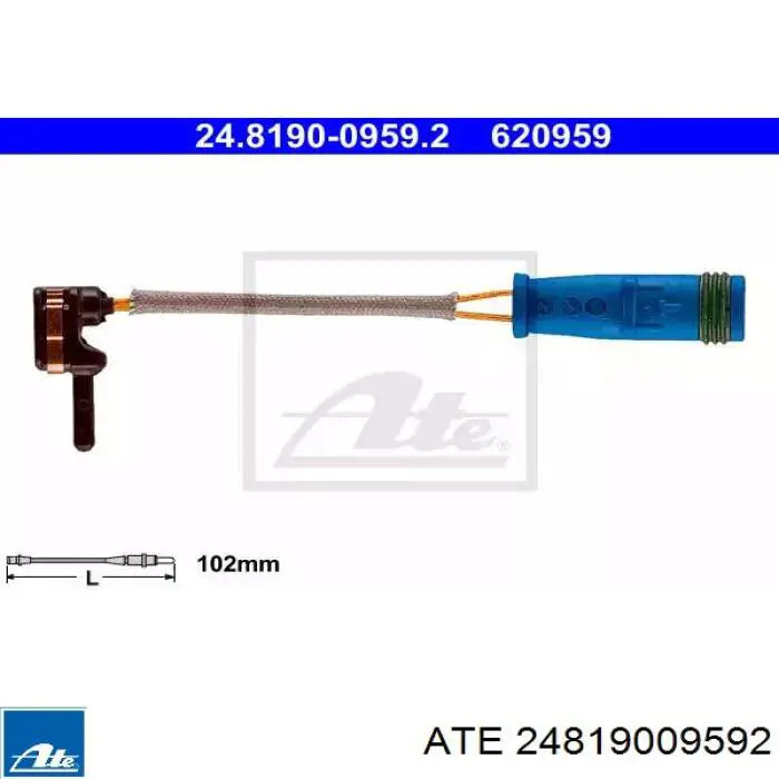 24819009592 ATE sensor dianteiro de desgaste das sapatas do freio