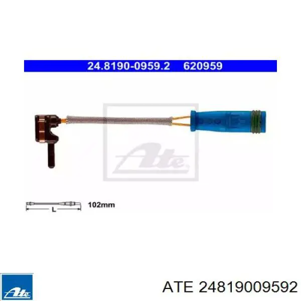 Contacto de aviso, desgaste de los frenos 24819009592 ATE
