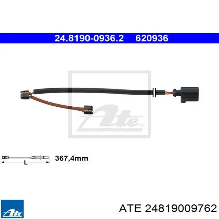 Сигнализатор износ тормозных колодок ATE 24819009762 цена, от 15.95 USD