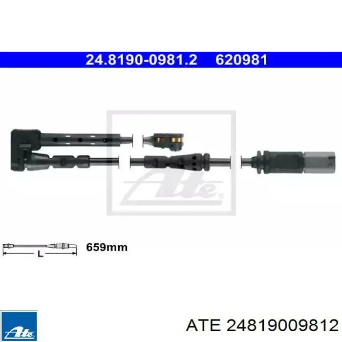 24819009812 ATE sensor dianteiro de desgaste das sapatas do freio